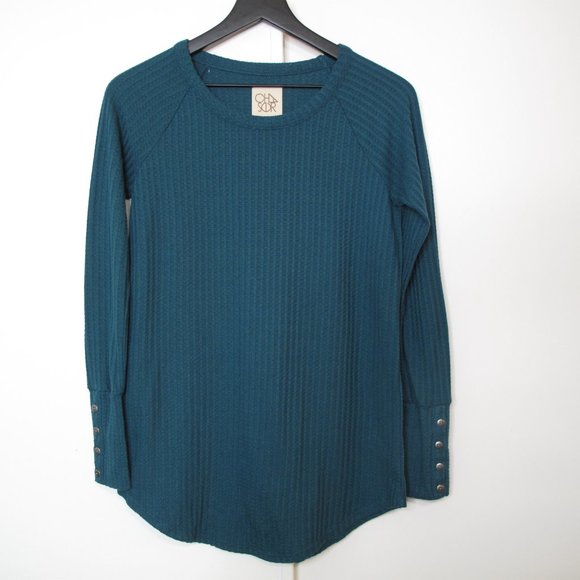CHASER - Dark Turquoise Waffle Knit Thermal Top - Picture 2 of 11